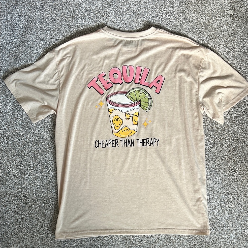 SHEIN Beige Tee with Lemonade Graphic